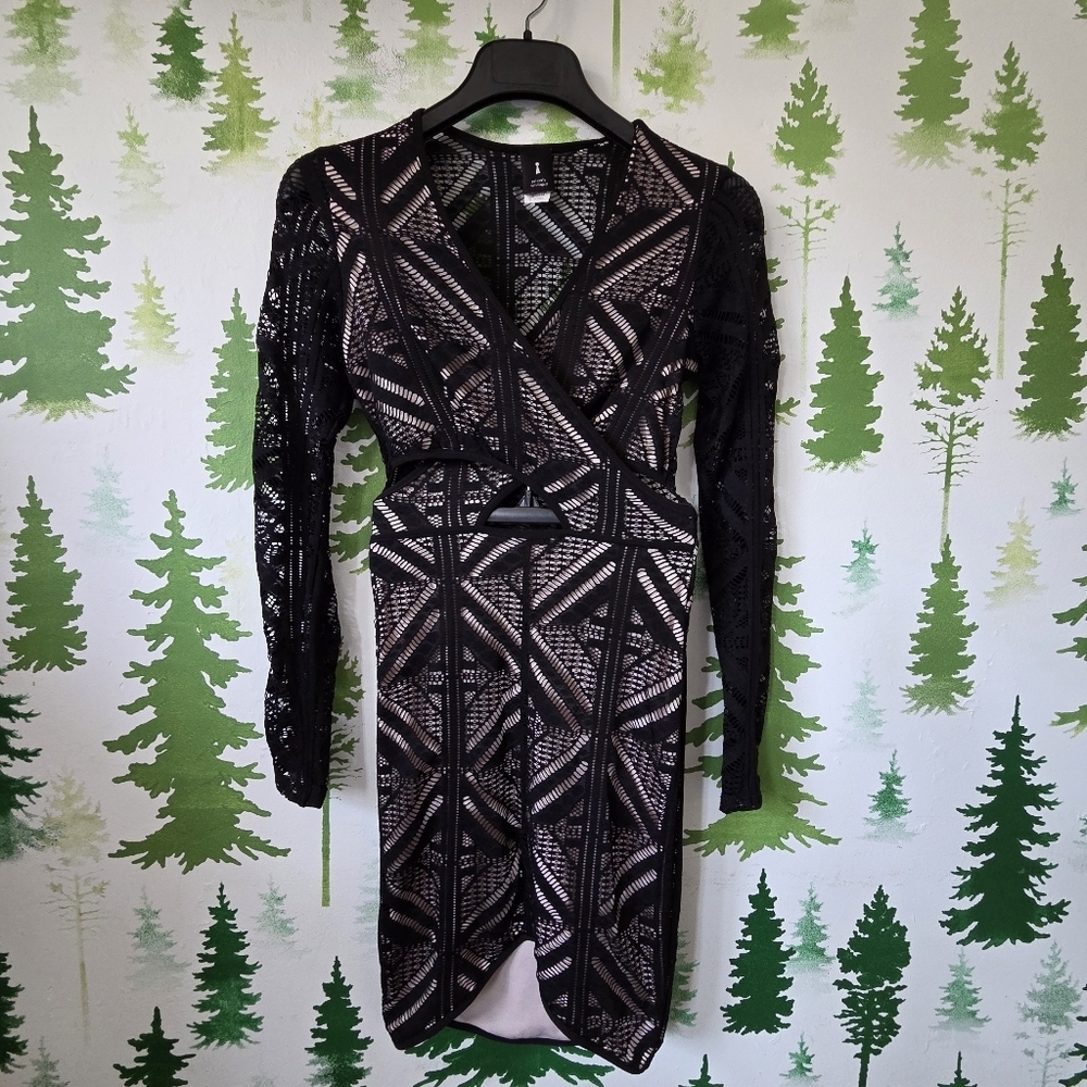 Privately Privilaged Black And Nude Mini Dress.